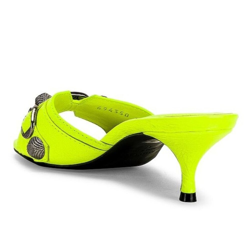 BALENCIAGA Cagole Mules in Fluo Yellow & Palladium 37 with box Womens low Heels - Picture 2 of 16